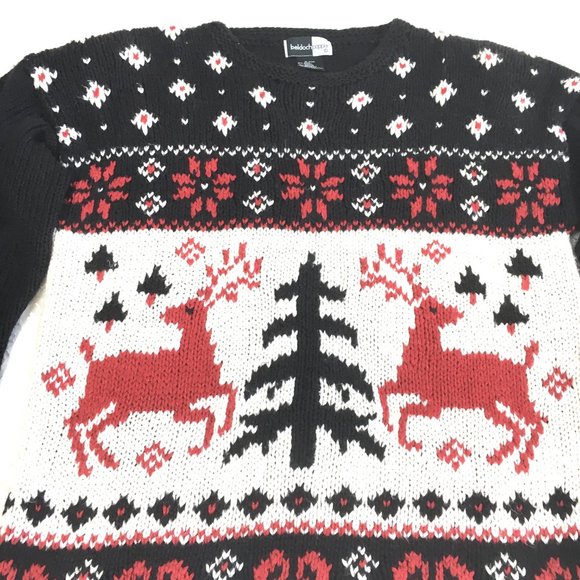 UGLY CHRISTMAS Sweater with reindeer prancing  Beldoch Popper Vtg 80’s - Picture 2 of 11